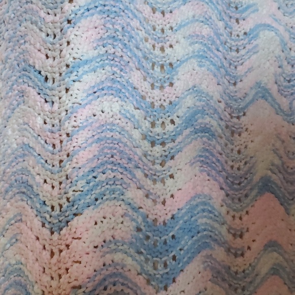New Unused Vintage Crocheted Baby Afghan/Blanket, Pink,Blue,White, 50x45, Gorg! - Picture 11 of 13